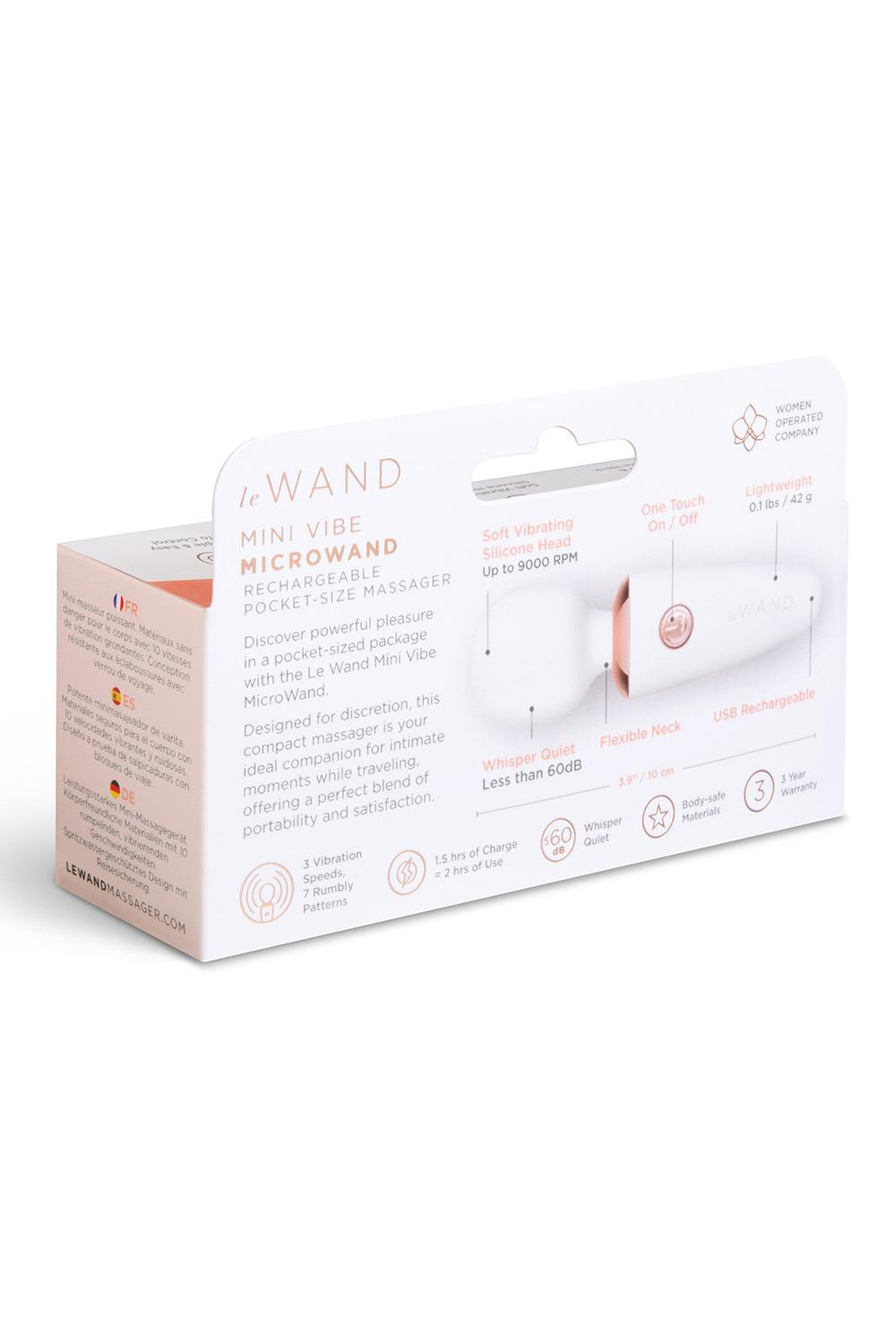 LE Wand Mini Micro Wand in white, a compact personal vibrator with smooth design for discreet sensual pleasure.