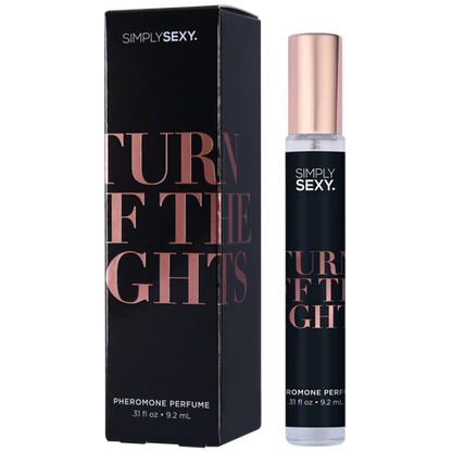 Turn Off the Lights pheromone perfume spray bottle by Anastasia's Bedroom Lingerie, 0.31 fl oz, with sleek packaging and spray nozzle.