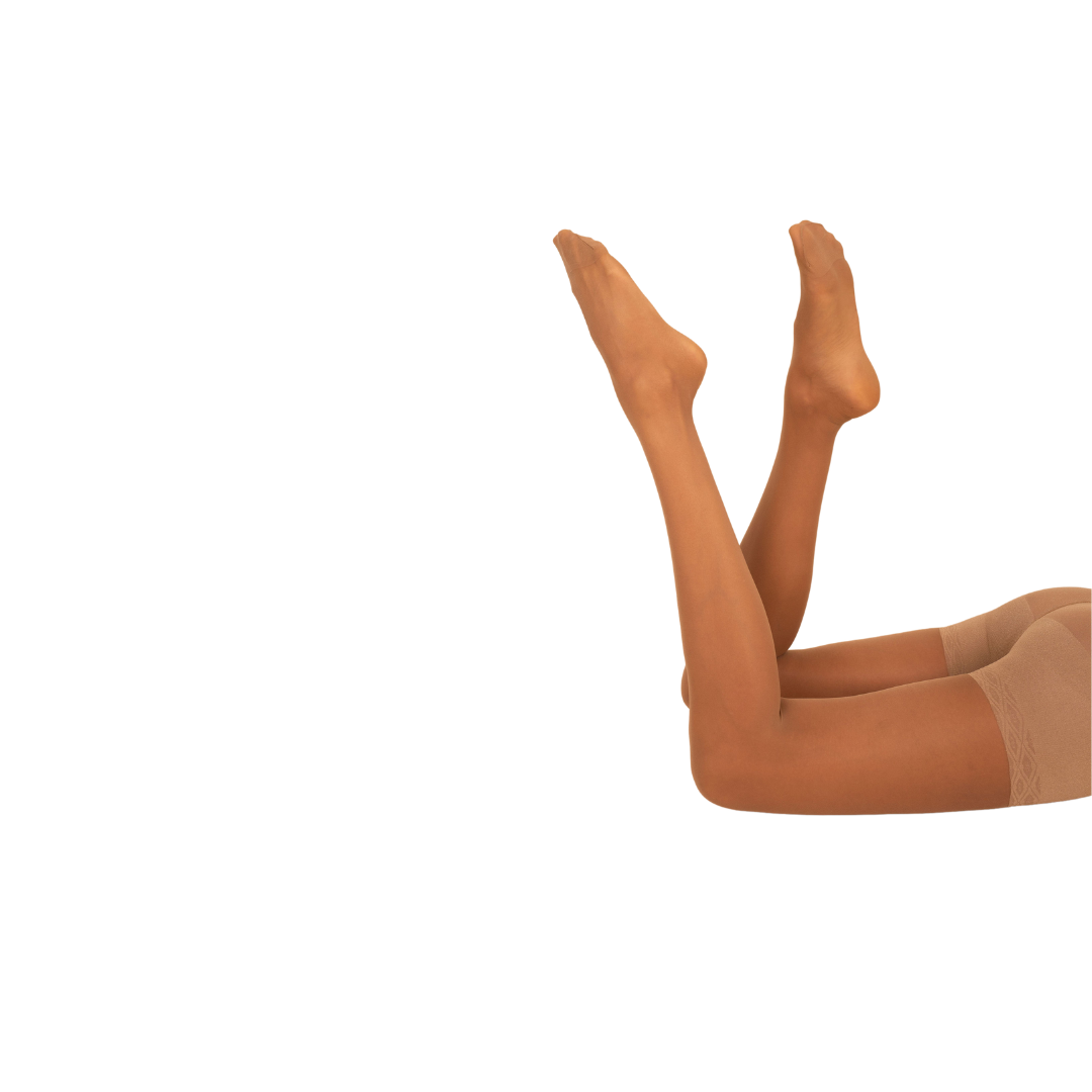 Sheer tan contour tights by Anastasia's Bedroom Lingerie featuring a smooth, lightweight design for a seamless look.