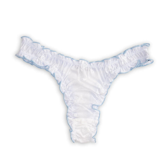 Cream cotton thong from La Sylvie collection by Anastasia's Bedroom Lingerie, shown on a white background.