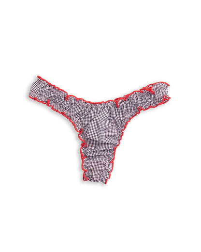 Cotton thong from La Marcia by Anastasia's Bedroom Lingerie featuring a soft, comfortable fit and delicate lace details.