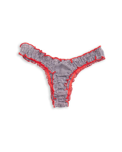 Cotton thong from La Marcia by Anastasia's Bedroom Lingerie, featuring soft white fabric and minimal design for comfortable wear.