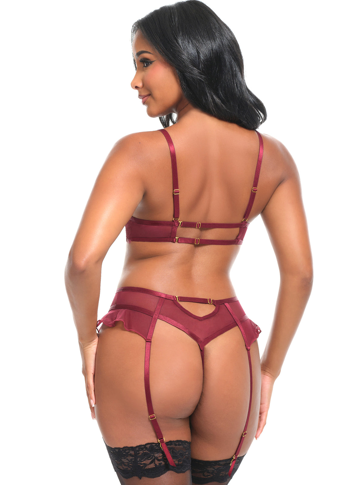 Back view of Anastasia's Bedroom Lingerie Margot two-piece set featuring lace details and matching bra and panties.