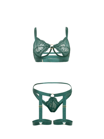 Front view of Anastasia's Bedroom Lingerie Darlene Lace Bra Set featuring delicate lace details and matching bra and panty ensemble.