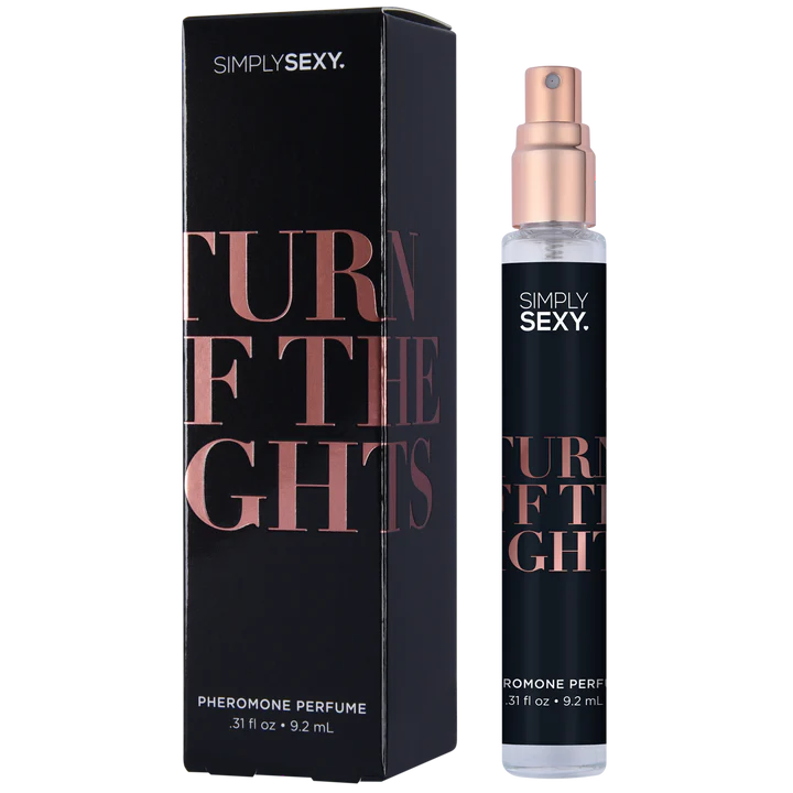 Anastasia's Bedroom Lingerie Turn Off the Lights pheromone perfume spray bottle, 0.31 fl oz, featuring a sleek black design.