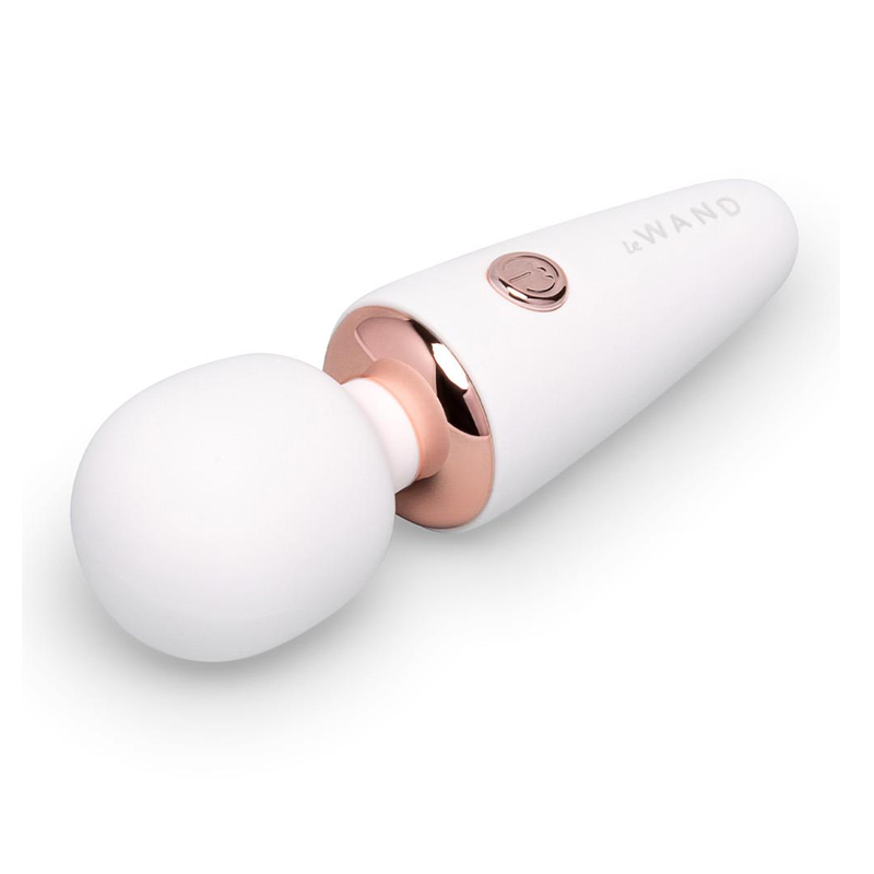 LE Wand Mini Micro Wand in white, compact personal vibrator with smooth surface and ergonomic design for targeted stimulation.