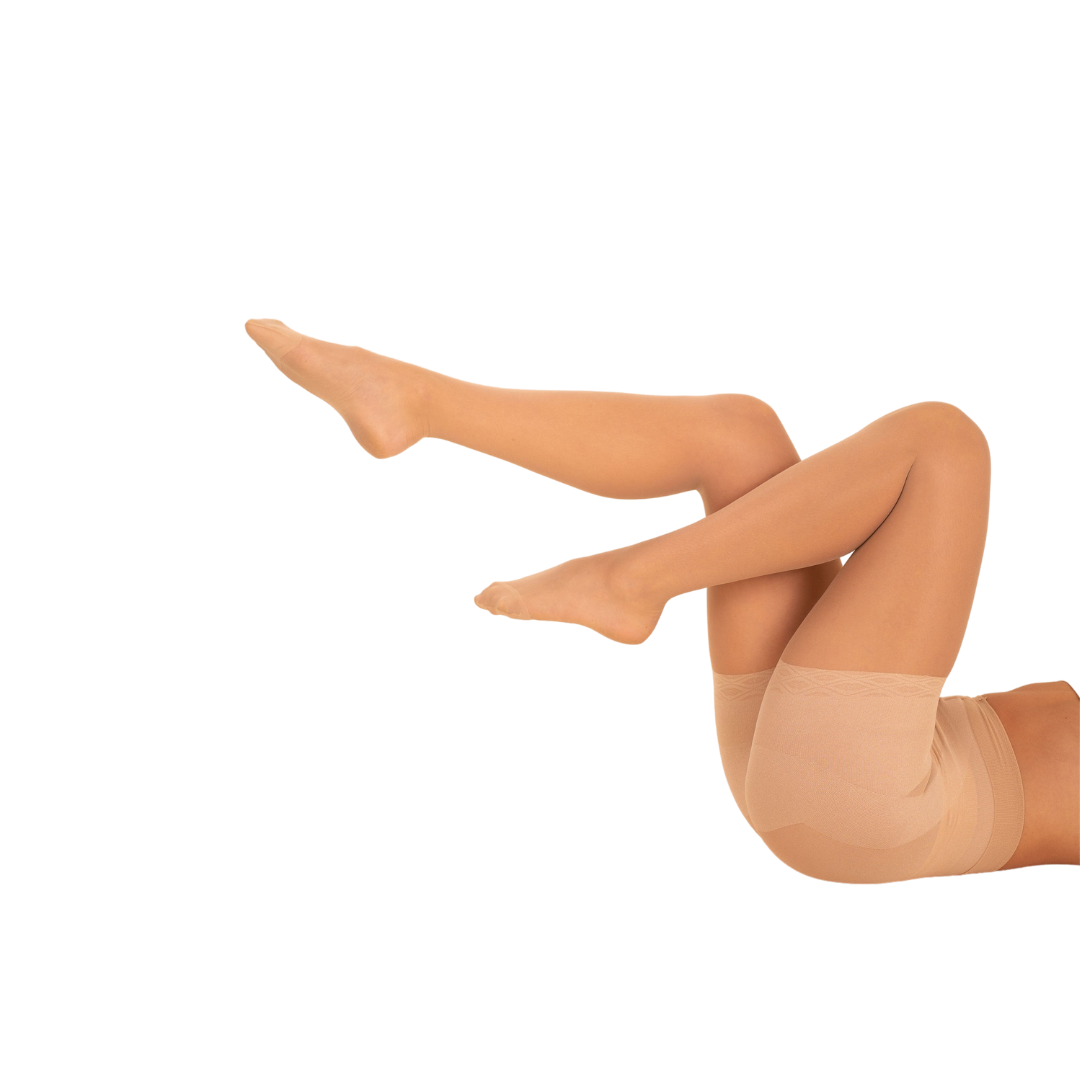 Ivory sheer contour tights by Anastasia's Bedroom Lingerie, smooth and form-fitting with a subtle sheen and reinforced waistband.