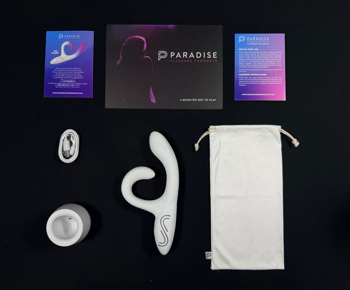Illumination by Paradise Rabbit Vibrator, soft silicone exterior, compact design with textured surface for enhanced stimulation.