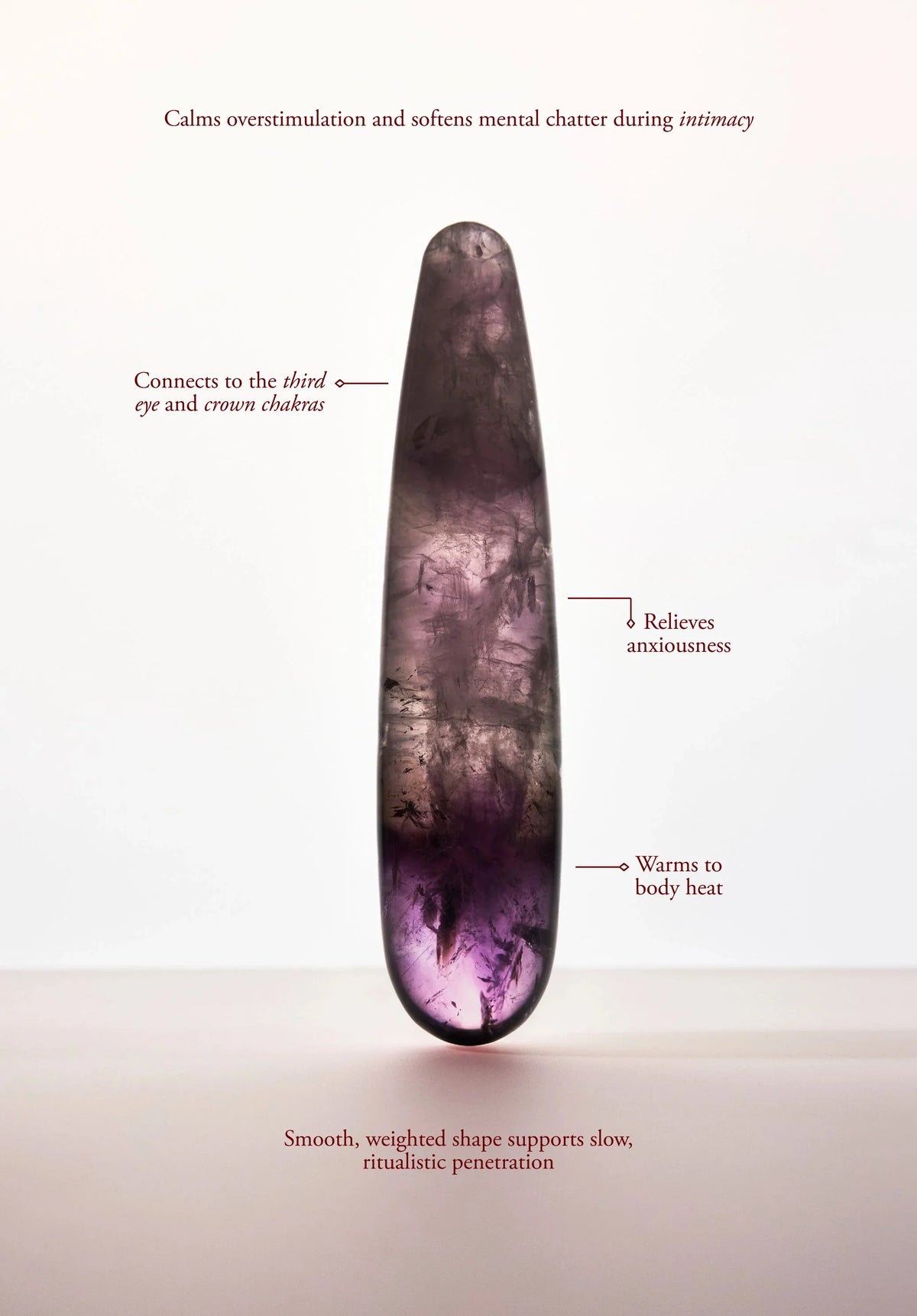Amethyst original crystal wand from Anastasia's Bedroom Lingerie, showing a polished purple gemstone wand on a neutral background.