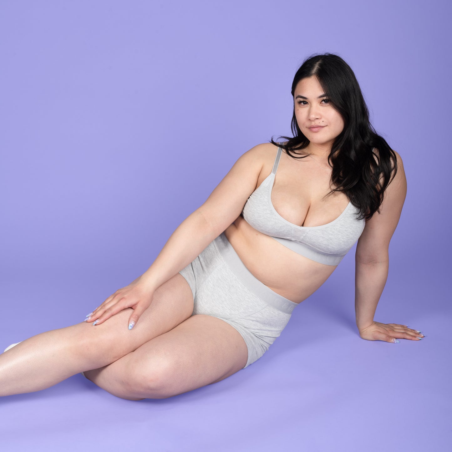 Heather grey Bria women's boyshort underwear by Anastasia's Bedroom Lingerie, featuring soft fabric and comfortable fit.