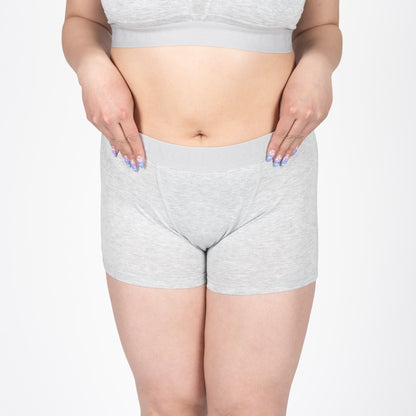 Bria women's Heather Grey boyshort underwear by Anastasia's Bedroom Lingerie, soft and comfortable cotton lingerie with a relaxed fit