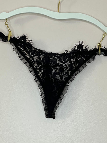 Vintage inspired lace thong by Anastasia's Bedroom Lingerie, featuring delicate lace details and a flattering fit.