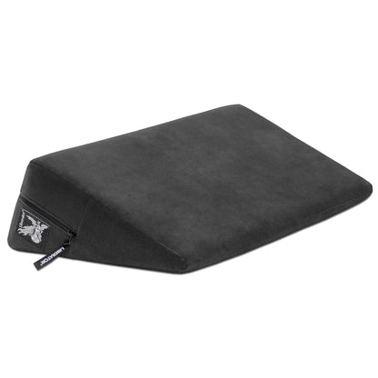 Black velvet wedge decor furniture by Liberator, featuring a sleek, modern design with plush velvet upholstery and sturdy structure.