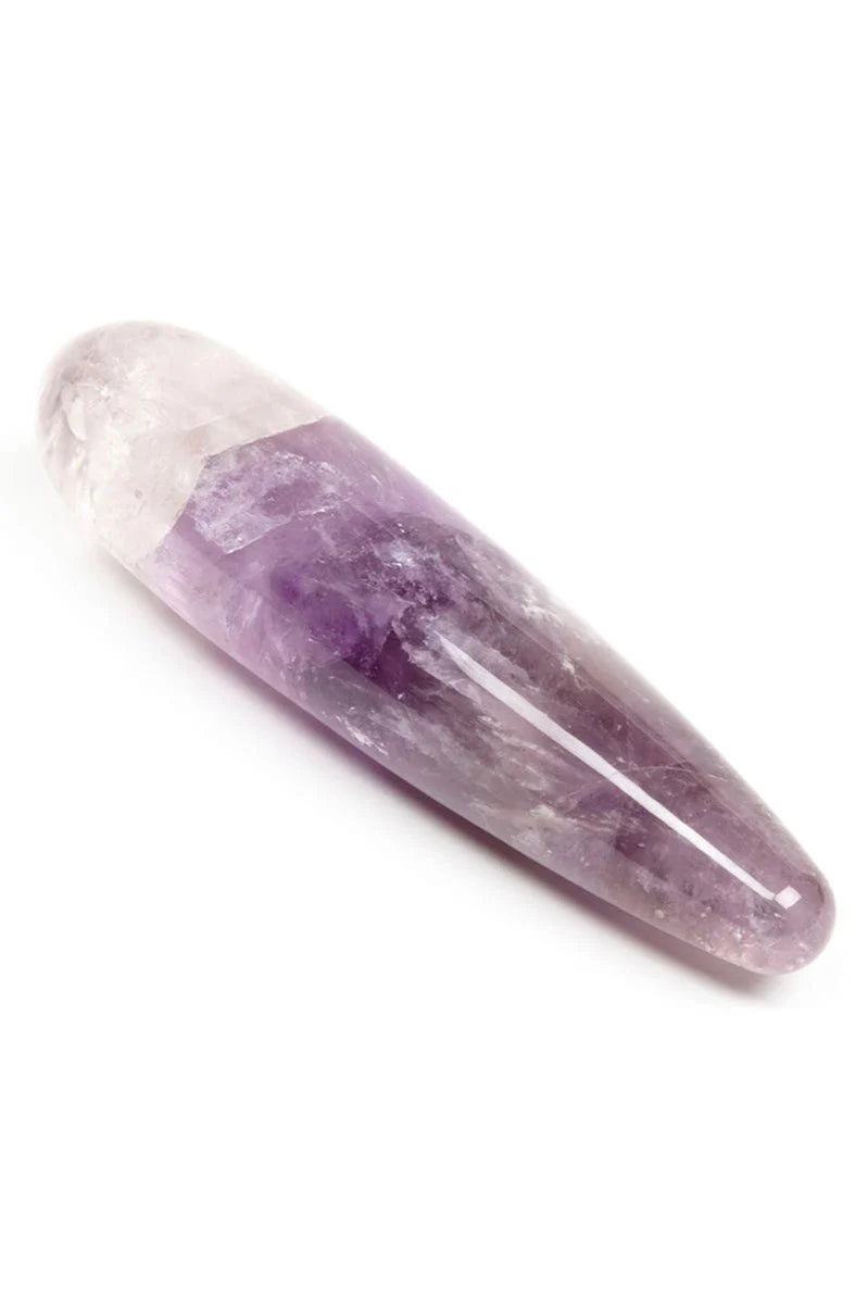 Amethyst Original Crystal Wand from Anastasia's Bedroom Lingerie featuring a polished purple amethyst crystal with a carved handle.