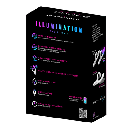 Illumination The Rabbit by Paradise rabbit vibrator with dual stimulation, sleek design, and adjustable settings.
