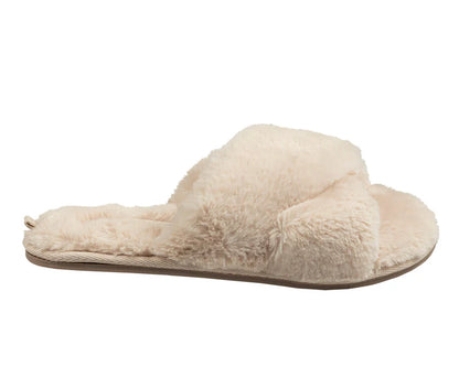 Faux fur slippers from Anastasia's Bedroom Lingerie with plush, cozy design and soft, warm interior for comfortable indoor wear.