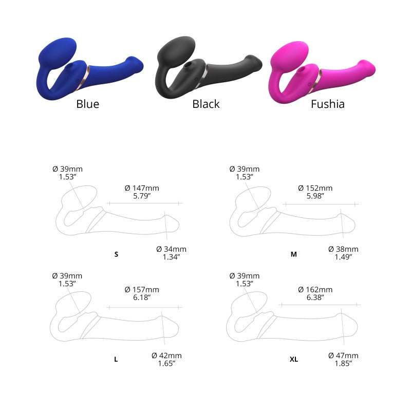 Night blue multi-orgasm bendable strap-on harness by STRAP-ON-ME, featuring flexible design and adjustable straps.