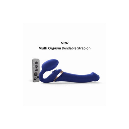 Night blue Multi Orgasm Bendable Strap-On by STRAP-ON-ME, featuring a flexible strap-on harness for versatile use.