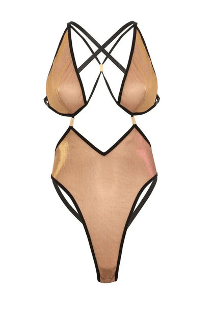 Jade Iridescent High Leg Teddy - Anastasia's Bedroom Lingerie