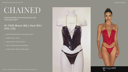 Fetish Chained Bustier Bra Set in Black