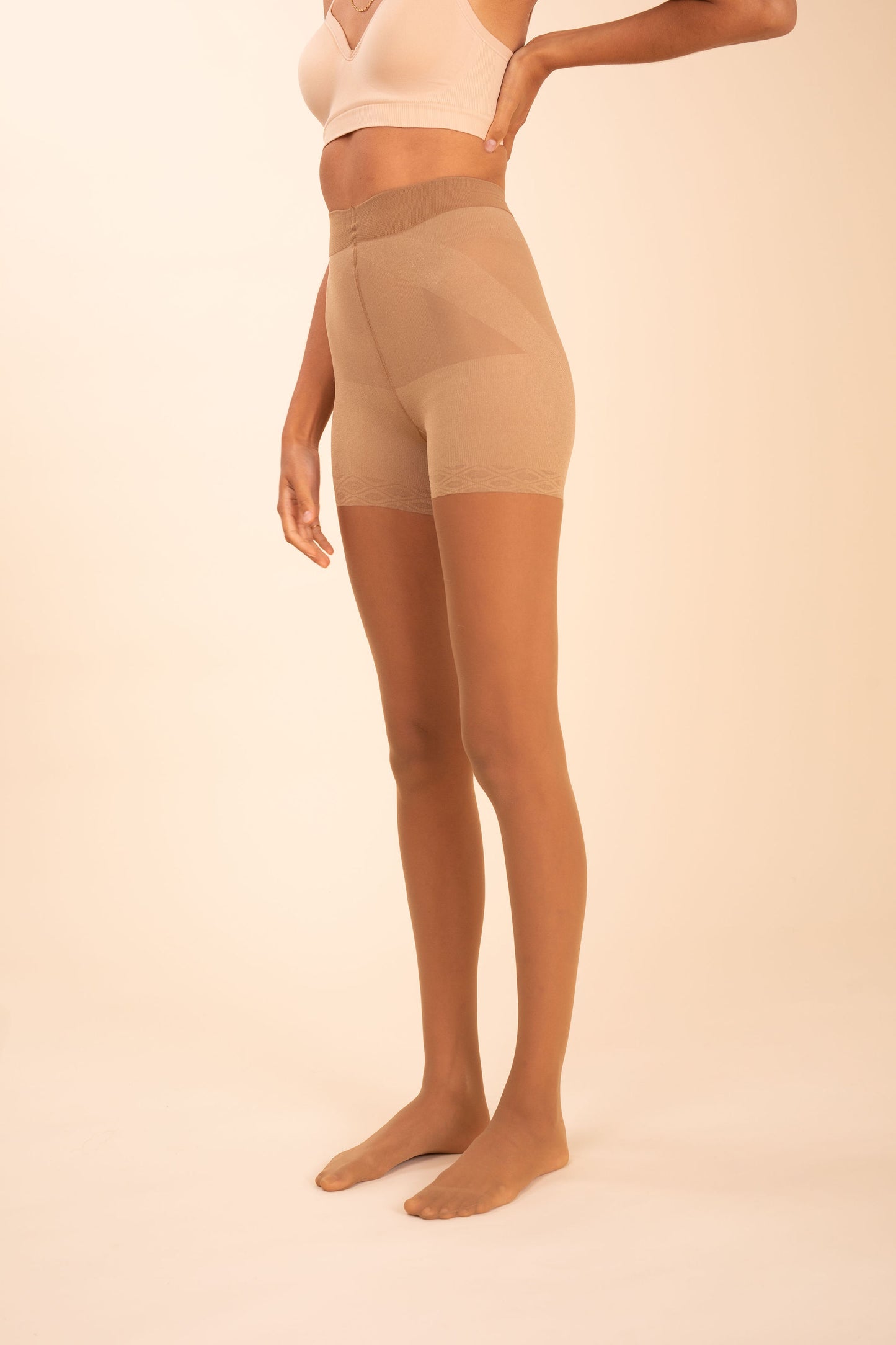 Sheer Contour Tights in Tan - Anastasia's Bedroom Lingerie