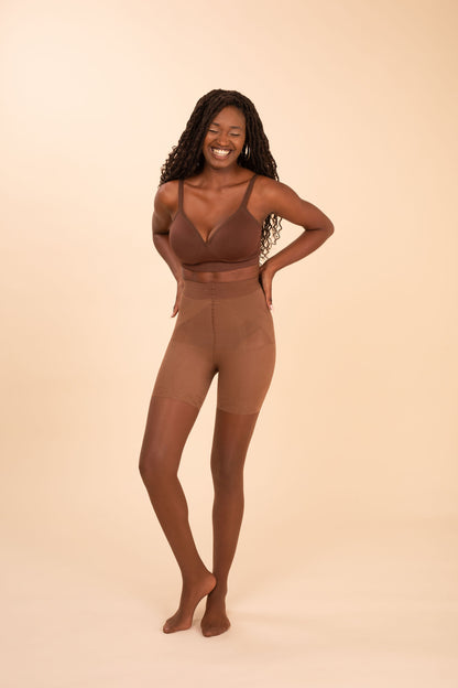 Sheer Contour Tights in Expresso - Anastasia's Bedroom Lingerie
