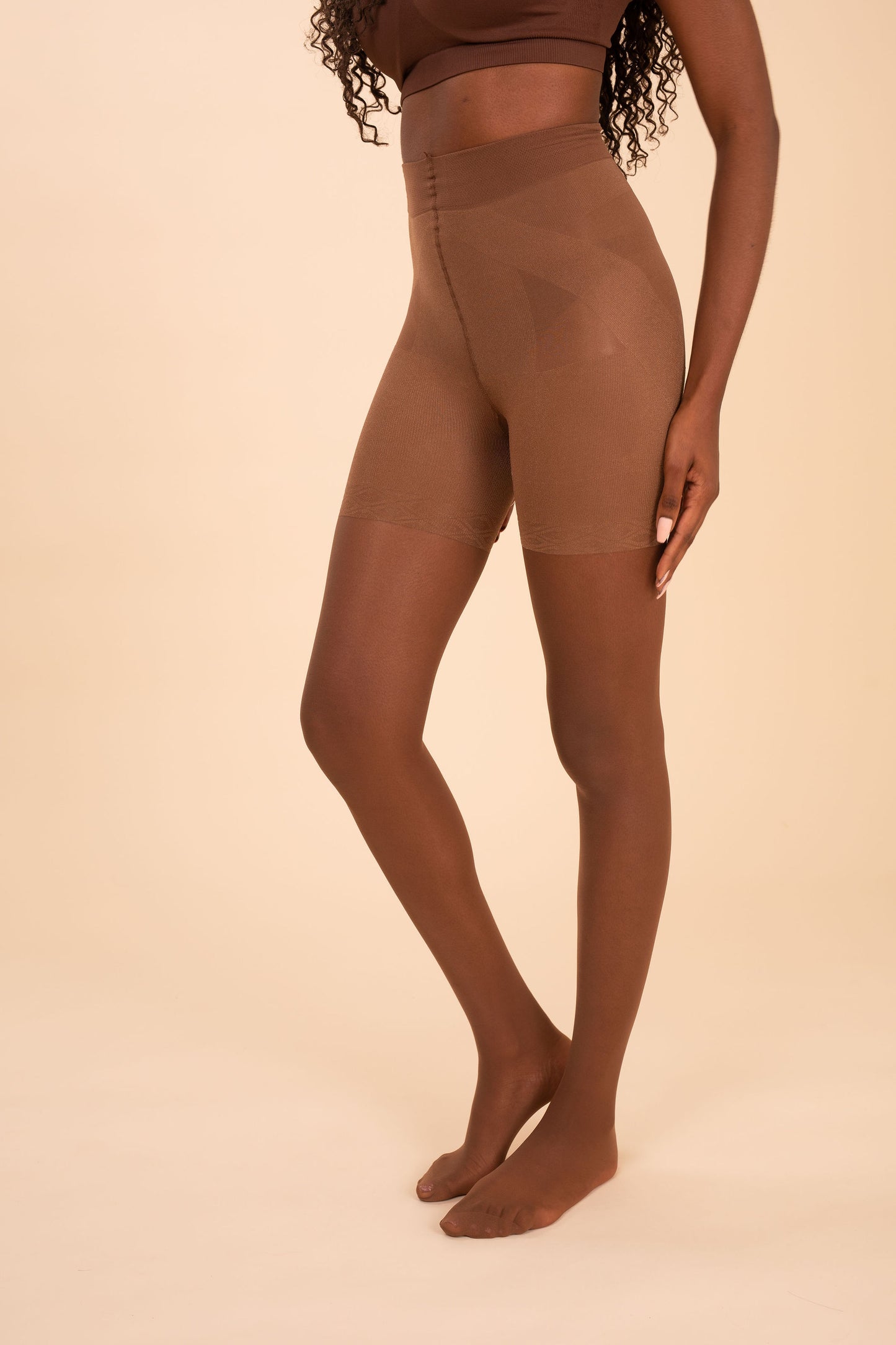 Sheer Contour Tights in Expresso - Anastasia's Bedroom Lingerie