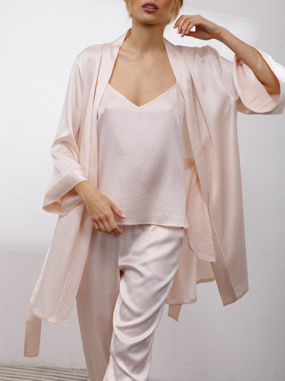 Bubble Silk Camisole and Pants Set in Powder